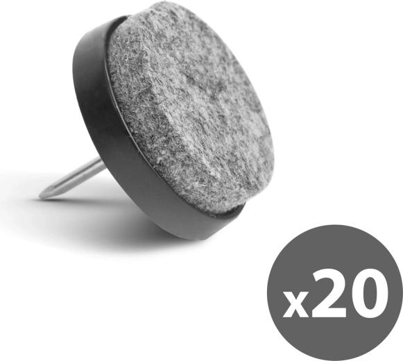 Juego de protectores para muebles con clavo, 20 unidades, gris