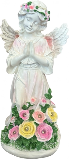 ángel solar de jardín con iluminación LED – figura decorativa y portavelas