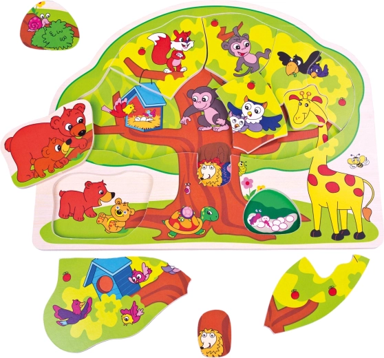 Puzzle de madera Bino con animalitos alegres