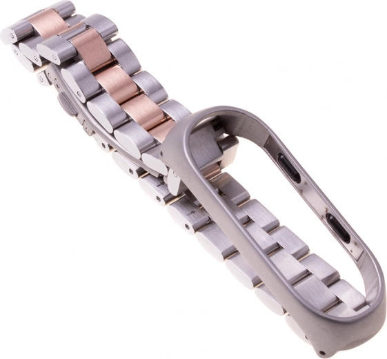 Pulsera metálica para Xiaomi Mi Band 3/4 – plata y oro rosa