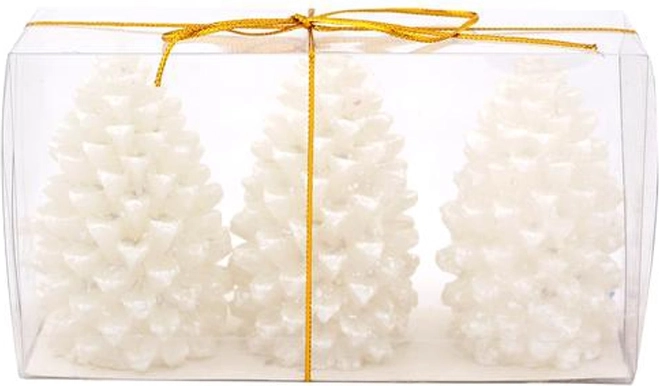 Velas navideñas en forma de piña, blancas, set de 3 uds.