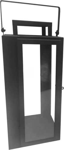 Farol para vela de vidrio y metal, negro, 35 × 15 × 16 cm