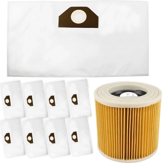 Juego de 12 bolsas y filtro de aire para aspiradoras Kärcher WD2 y WD3
