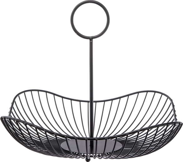 Cesta metálica para fruta con asa, negra