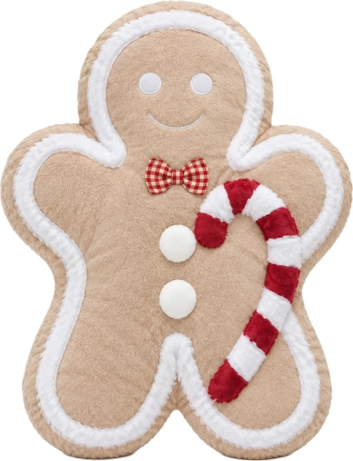 Cojín decorativo navideño con forma de muñeco de jengibre, 40 cm