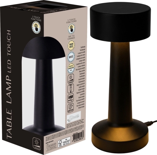 Lámpara de mesa LED negra 21 cm