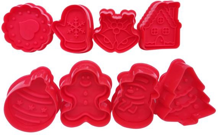 Sellos para galletas navideñas, set de 8 uds (5 × 5 cm), plástico