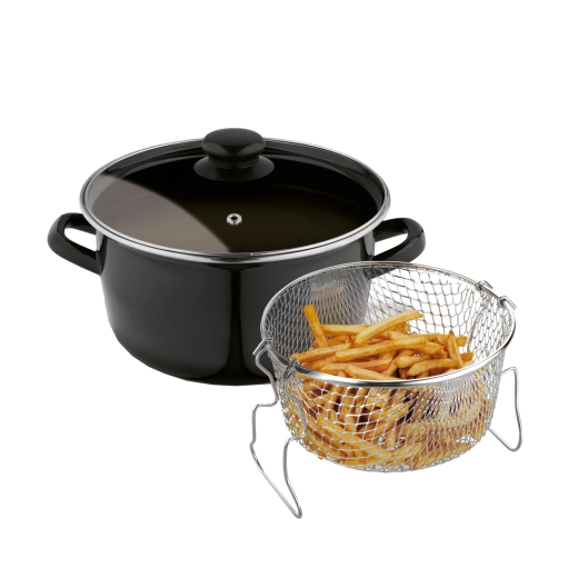 Olla esmaltada Tadar para patatas fritas con cesta y tapa de 22 cm