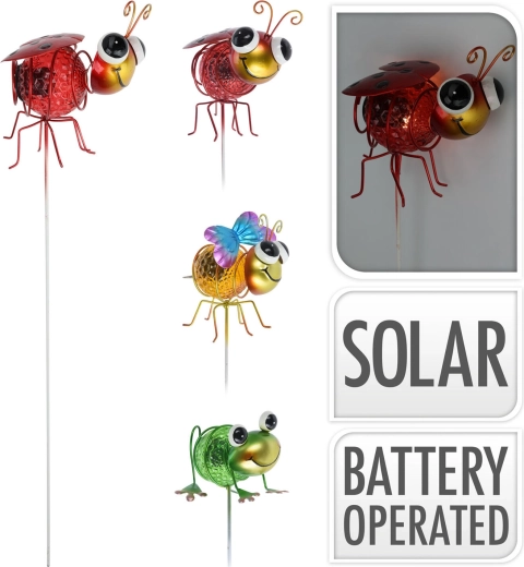 Estaca solar LED para jardín Insecto 60 cm, metal y plástico