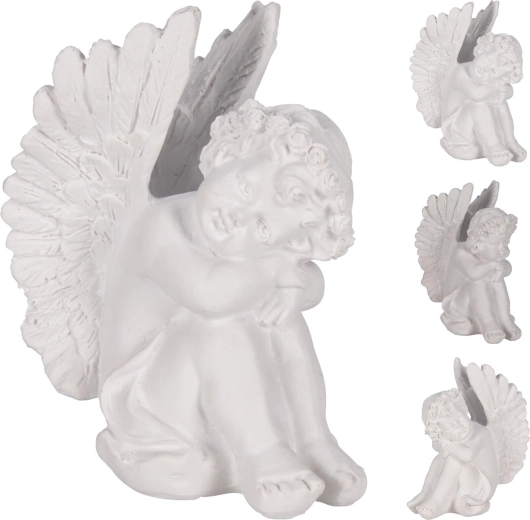 Decoración de ángel sentado blanco de 10 cm - 1 unidad