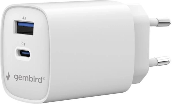 Gembird cargador de red universal 45 W USB‑C + USB‑A (PD, QC 3.0) blanco