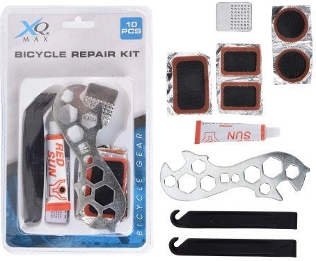 Kit de reparación de cámaras y llaves para bicicleta, 10 piezas