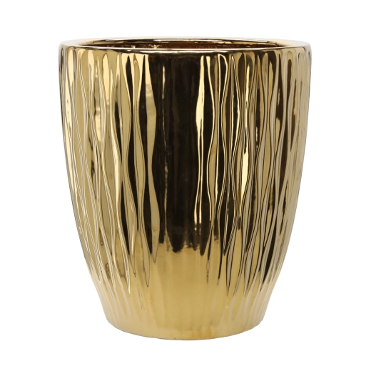 Macetero cerámico decorativo 45 × 45 × 51,5 cm en dorado brillante