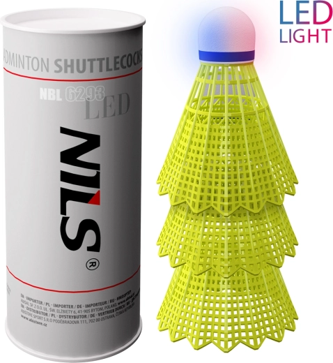 Volantes de bádminton con LED NILS, 3 uds