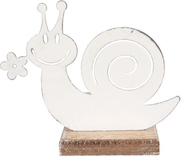Caracol decorativo de madera y chapa blanco