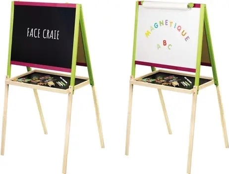 Jeujura pizarra creativa multifuncional de madera de doble cara con accesorios 56 × 43 cm