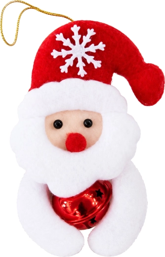Decoración navideña colgante de Papá Noel con campanilla, 12 cm