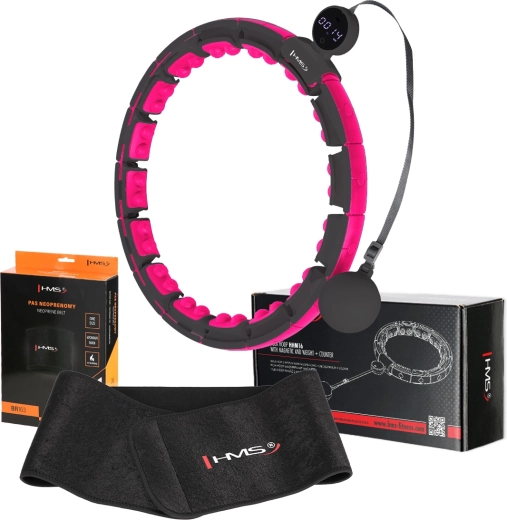 Set de fitness hula hoop HMS HHM16 con masaje magnético y contador + cinturón adelgazante HMS BR163