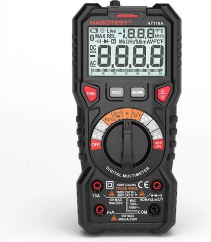 Multímetro digital con función de linterna Habotest HT118A True RMS y NCV