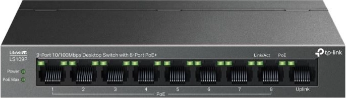 Switch de red TP-Link con 8 puertos PoE+