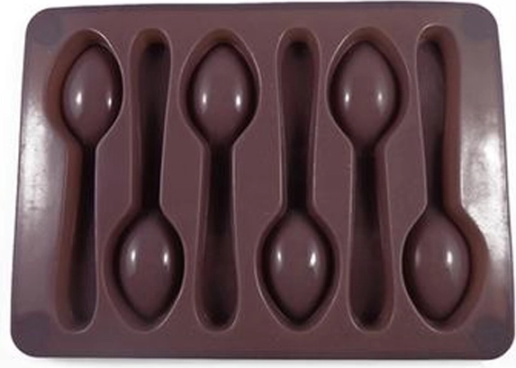 Molde de silicona para hielo y chocolate – cucharitas, gris‑marrón