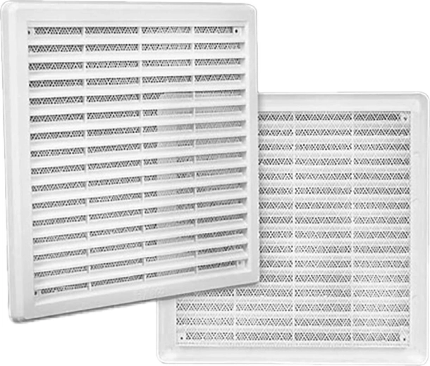Rejilla de ventilación con mosquitera 300 × 300 mm, blanca