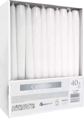 Velas cónicas blancas, set de 40 uds.