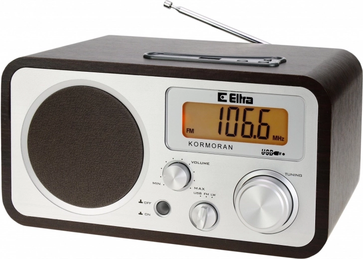 Radio Kormoran FM/LW con USB, madera marrón