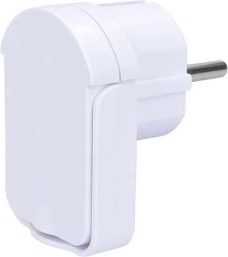 Solight enchufe angular de perfil bajo, IP20, blanco