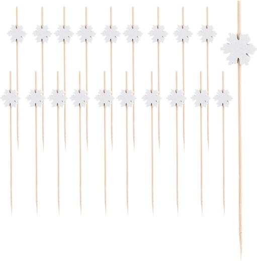 Palillos de fiesta de bambú con copo de nieve 12 cm, 20 uds