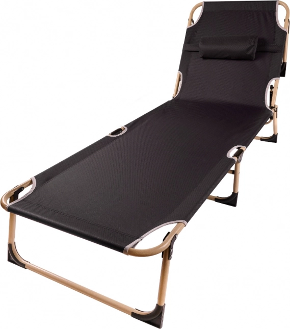Catre plegable con respaldo ajustable de 193 cm – gris
