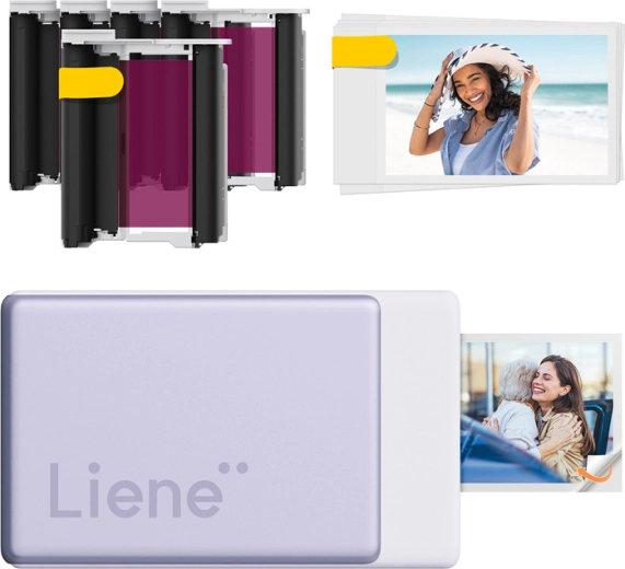 Liene Pearl N200 Pro impresora fotográfica portátil 2 × 3" con papel autoadhesivo, morada (kit de inicio)
