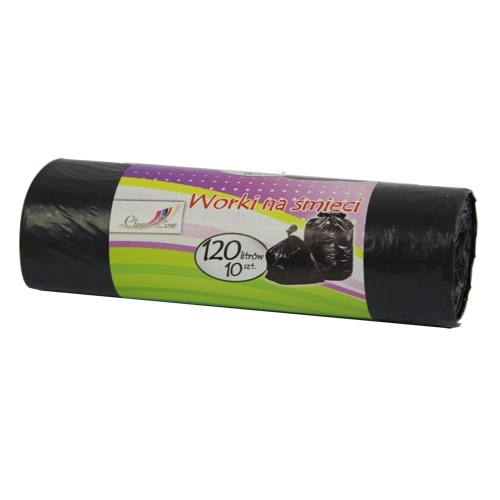 Bolsas de basura extrarresistentes 120 l con cinta de cierre, negras (10 uds)