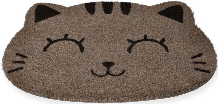 Felpudo de entrada con gato gris