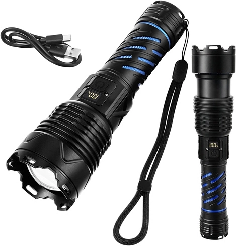 Linterna táctica LED 1500 lm TRIZAND, USB‑C, zoom, resistente al agua