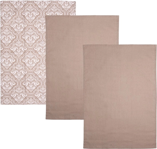 Paños de cocina de algodón beige 3 uds