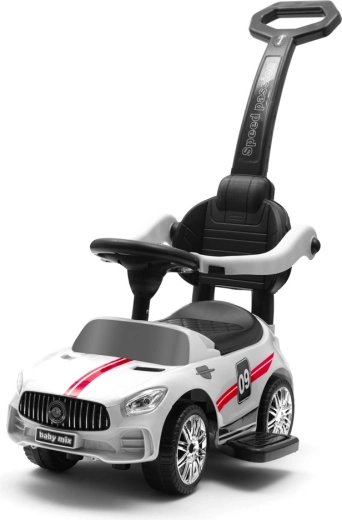 Correpasillos infantil con barra de empuje y sonidos BABY MIX Racer – blanco
