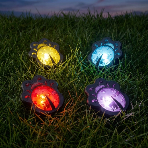 Lámpara LED solar de jardín con forma de mariquita, para clavar, multicolor - 1 unidad