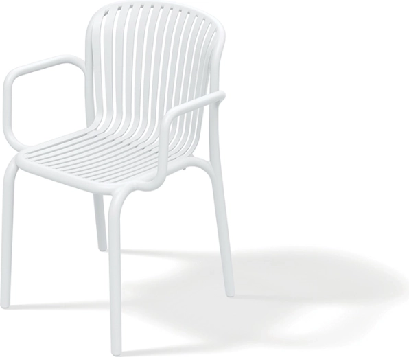 Silla de jardín de plástico con reposabrazos BRENE, blanca