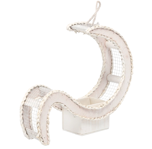 Macetero cubremaceta de madera blanca con enrejado decorativo 52 × 14 × 45 cm