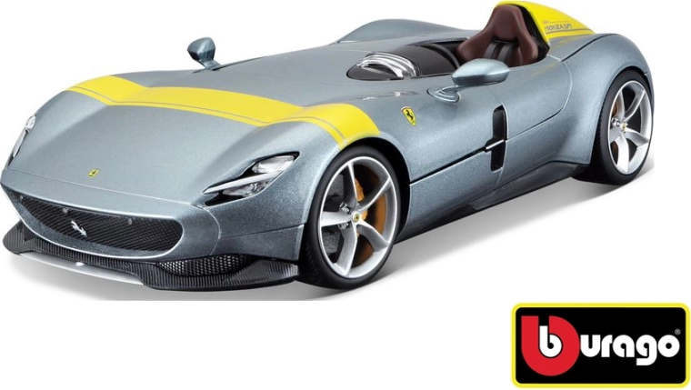 Bburago Ferrari Monza SP1 RACE+PLAY modelo de coche plateado a escala 1:18