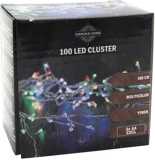 Guirnalda de luces con temporizador, 100 LED, racimo 100 cm