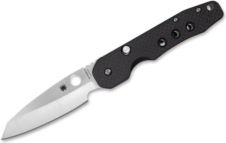 Spyderco Smock cuchillo de bolsillo plegable 8,6 cm, satinado, negro, fibra de carbono/G10