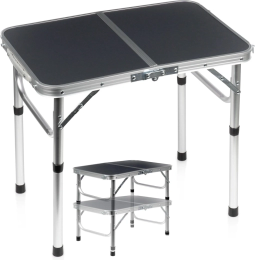 Mesa turística plegable Vilde 2 en 1 con altura ajustable 60 × 40 cm, grafito
