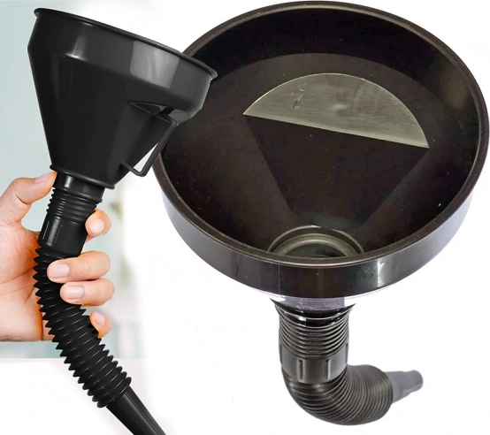 Gran embudo de combustible con colador y boquilla flexible XXL