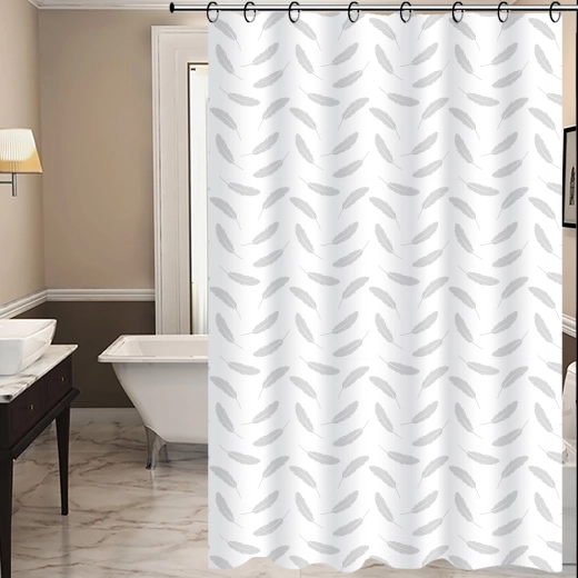 Cortina de ducha TORO Premium con motivo de hojas 178 × 199 cm