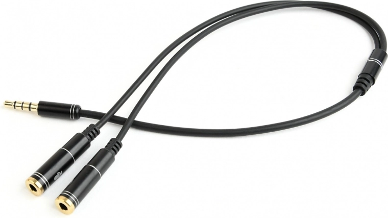 Adaptador de audio 3,5 mm 4 pines a 2× 3,5 mm (auriculares + micrófono), 0,2 m