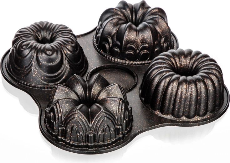 Molde para 4 bizcochos tipo bundt MAJESTIC Margarita de 14 cm con revestimiento antiadherente