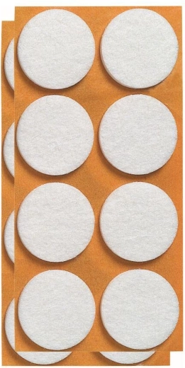 Almohadillas de fieltro autoadhesivas para muebles 28 mm, blancas (12 uds.)