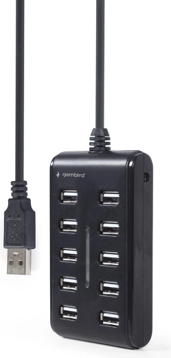 Hub USB 2.0 con 10 puertos, negro
